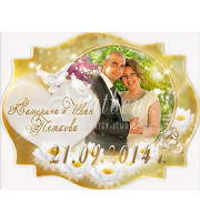 Сватбена тема в златно :: Сватбени магнити, винтидж форма 01-3