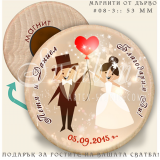 Дизайн "Младоженци Фино" :: Сватбени магнити от дърво #08-3